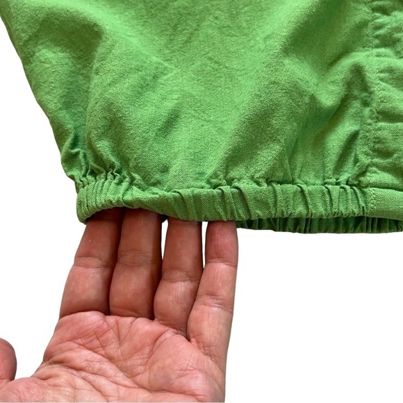 L'Acadamie The Vera Blouse Linen Blend Long Sleeve Cropped Top XS Lime Green - Picture 14 of 15